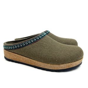 Haflinger Clogs wool slipper grizzly green slip on shoes size 38